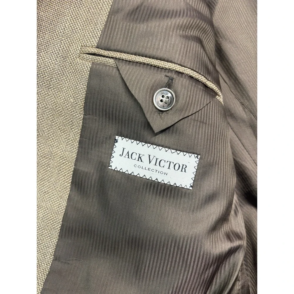 Jack Victor 40L 41L 42L Brown Hopsack Silk Linen Wool Blazer Jacket Sport Coat